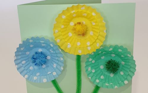 Cupcake Liner Flowers Mothers Day Card Creative Art And Craft For Children